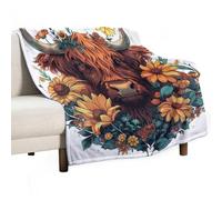Blanket Highland Cow Soft Blankets And Throws Animal Bull Print for Kids Fluffy Snugly Flannel Fleece Blanket for Bedroom Living Room Sofa Office Christmas/Thanksgiving Valentine's Day 150x200cm