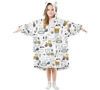 Blanket Hoodie for Kids Cute Cars Truck Tractor Oversized Warm Fleece Hoodie Blanket Wearable Sweatshirt Plush Girls Boys