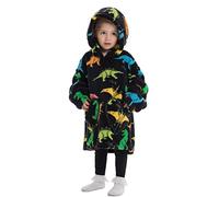 Blanket Hoodie for Kids Toddlers, Super Soft Fleece Dressing Gown Kids Wearable Blanket Warm Comfortable Hooded Robe Gifts for Boys Girls (Color : Dinosaur, Size : 2-6 Years)