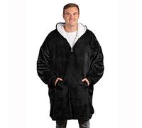 Blanket Hoodie, Oversized Hoodie Blanket, Sherpa & Fleece Wearable Blanket Hoodies for Women & Men, Comfy & Fluffy Hooded Blanket, Black Hoodie, The Big Softy® (Black)