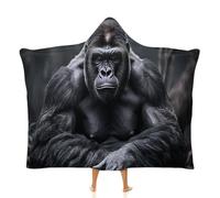 Blanket Hoodie Poncho Blanket Sweatshirt Gorilla on The Ground Wearable Blanket Wrap Functional Throw Blanket Wearable Blanket Hooded Throw Cape Gifts for Adults Bed Decorative, Gorilla on the Ground,