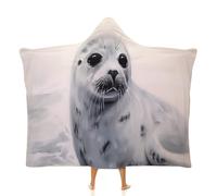 Blanket Hoodie Poncho Blanket Sweatshirt Harp Seal Painting Wearable Blanket Wrap Functional Throw Blanket Wearable Blanket Hooded Throw Cape Gifts for Adults Bed Decorative, Harp Seal Painting,