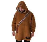 Star Wars Chewbacca Unisex Wearable Blanket Hoodie | Adults Brown Hooded Pullover with Bandolier Strap & Bag Graphics | One Size Sherpa Lined Loungewear with Fur Hood | Classic Movie Merchandise Gift