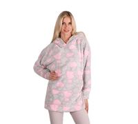 Blanket Hoodie Teenage and Women, Soft Cosy Warm Sweatshirt Long Sleeves, with kangroo pocket (UK, Alpha, M, L, Regular, Regular, GRAY HEART)