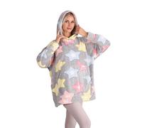 Blanket Hoodie Teenage and Women, Soft Cosy Warm Sweatshirt Long Sleeves, with kangroo pocket (UK, Alpha, M, L, Regular, Regular, GRAY STAR)