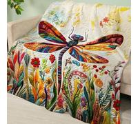 Blanket Insect Yellow Flower Soft Fluffy Throw Fleece Blanket Flannel Blankets and Throws Lightweight Warm Blankets for Beds Versatile Cosy Durable Washable All Season Fleece Throws 200x200cm