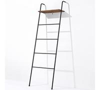 Blanket Ladder 5 Layer Wall-Leaning Blanket Rack with Shelf Decorative Blanket Ladder Shelf Metal Leaning Towel Ladder Rack for Blankets or Quilts for Living Room Bathroom Rustic Black