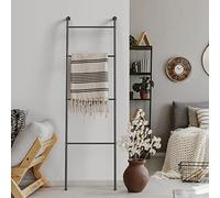 Blanket Ladder Decorative Towel Rack Holder for Bathroom, Wall Leaning Metal Drying Quilt Stand for Living Room Bedroom Farmhouse Home Decor, Gift for Women Mom Mother Her Wife - Black