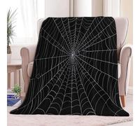 Blanket Lightweight Decorative 51 × 60 inch, Soft Warm Cosy Black Flannel Throw Blanket for Bed Picnic Chairs and Travel - Small Single Size Surrealism Simple Spider Web Throws for Sofa