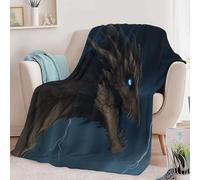 Blanket Lightweight Decorative 79 × 80 inch, Soft Warm Cosy Black Flannel Throw Blanket for Bed Picnic Chairs and Travel - King Size Fantasy Animal Dragon Throws for Sofa