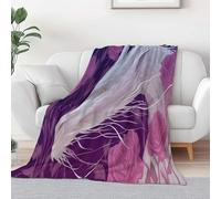 Blanket Lightweight Decorative 79 × 80 inch, Soft Warm Cosy Purple Flannel Throw Blanket for Bed Picnic Chairs and Travel - King Size Dream White Dragon Rose Throws for Sofa