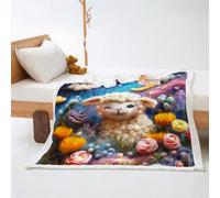 Blanket Orange Purple Sheep Soft Sherpa Fleece Blankets and Throws Thick Flannel And Lamb Wool Soft Blanket Lightweight Cosy Sofa Throw All Season Blankets for Beds 100x150cm