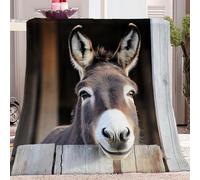 Blanket Print Animals Cute Donkey Sherpa Fleece Throw for Kids Boys Adults Gifts 80 x 150 cm Thick Warm Soft Cozy Flannel Printed Blanket for Sofa Couch Bed Brown