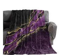 Blanket Purple Black Texture With Gold Line Modern Wild Marble Stone Flannel Blanket Stylish Soft Blanket Colorful Flannel Throws For Bedroom Living Room Settee 125x150cm