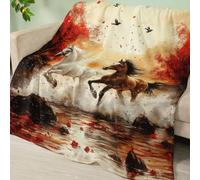 Blanket Red Brown Horse Soft Fluffy Throw Fleece Blanket Flannel Blankets and Throws Lightweight Warm Blankets for Beds Versatile Cosy Durable Washable All Season Fleece Throws 200x200cm