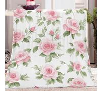 Blanket Retro Watercolor Rose Floral Colorful, Small Single Size 51" x 59", Fluffy Fuzzy Sherpa Fleece Throw Blanket Warm Comfortable, Soft Printed Blankets for Couch Bed Sofa Office Decor