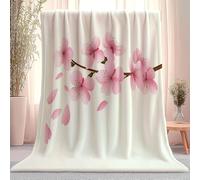 Blanket Romance Cherry Blossom Softness Pink Brown, Single Size 150 X 200 Cm, Soft Fluffy Flannel Fleece Blankets For Sofa Bed Travel Camping, Warm Autumn Winter Blanket For Adults Teens Kids