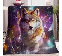 Blanket Sherpa Fantasy Animal Wolf Print Fleece Throw Blanket for Kids Boys Girls 3D Colorful Plush Blanket King Size Fuzzy Blanket for Sofa Bed Couch 180 x 200 cm