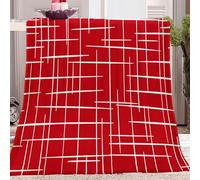Blanket Simple Geometric Lines Red White, Fuzzy Warm Flannel Blanket Throw for Autumn Winter, Soft Cozy Printed Blanket for Bed Couch Sofa Office Travel, Baby 39" x 51"(100 x 130 cm)