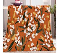 Blanket Soft and Warm Traditional Elegant Flowers Printed Plush Blanket for Kids Women Adults Brown Fuzzy Blanket Ultra Soft Decor for Sofa Bed Couch Living Room Double