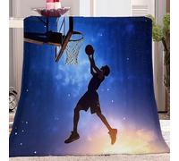 Blanket Sports Basketball Player Starry Sky Blue Orange, Soft Cozy Sherpa Blanket Throw for Bed Sofa Couch Office Camping, Warm Fluffy Print Blankets for Room Decor, Small Single Size 51" x 59"