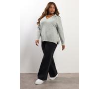 Blanket Stitch Collared Jumper Yours Grey 18-20