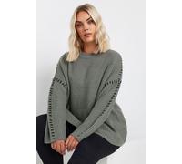 Blanket Stitch Jumper Yours Grey 22-24