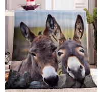 Blanket Throw Animal Little Donkey Sherpa Fleece Blanket 180 x 200cm Fluffy Soft Warm 3D Printed Flannel Blankets Bedspread for Bed Sofa Settees Couch Chair Office