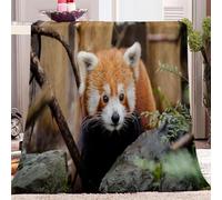 Blanket Throw Animal Red Panda Sherpa Fleece Blanket 180 x 200cm Fluffy Soft Warm 3D Printed Flannel Blankets Bedspread for Bed Sofa Settees Couch Chair Office