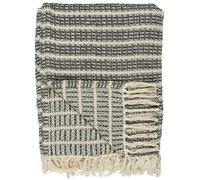 Blanket Throw Cream/Grey 100 % Cotton With Stripe Pattern by Ib Laursen