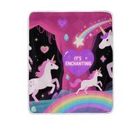 Blanket Throw for Women Cozy Throw Blanket Sofa Throws 50 x 60 Blankets Throws Unicorns Pink Enchanted