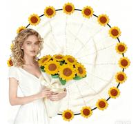 Blanket Throw,Knitted Throw for Sofa, Handmade Knitted Flower Blanket - Cute Romantic Gift for Her, Girlfriend or Mum,Ideal for Mother’s Day,Valentine’s Day & Birthday(Sunflower,110cm (68 Flowers))