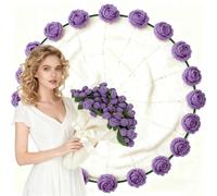 Blanket Throw,Knitted Throw for Sofa, Handmade Knitted Flower Blanket - Cute Romantic Gift for Her, Girlfriend or Mum,Ideal for Mother’s Day,Valentine’s Day & Birthday(Purple Rose,80cm (52 Flowers))