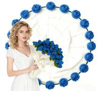 Blanket Throw,Knitted Throw for Sofa, Handmade Knitted Flower Blanket - Cute Romantic Gift for Her, Girlfriend or Mum,Ideal for Mother’s Day,Valentine’s Day & Birthday(Blue Rose,80cm (52 Flowers))