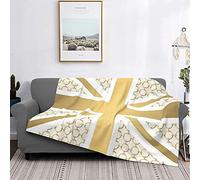 Blanket Uk Union Jack Flag With Gold Equestrian Pattern Warm Flannel Fleece Plush Soft Sofa Throw Blanket As Bed Cover/Bed Sheets 150 X 200 cm
