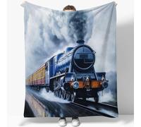 Blanket Vintage Steam Train Colorful, Fluffy Soft Flannel Fleece Throw Blankets for Sofa Bed Travel, Warm Autumn Winter Blanket for Adults Teens Kids, Single Size 150 x 200 cm