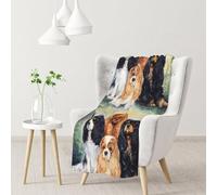 Blanket,Warm Flannel Blanket Throw/Blanket Bed Throw for Sofa Office 102X 76 cm,Black Golden Cavalier King Charles Spaniel