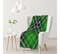 Blanket,Warm Flannel Blanket Throw/Blanket Bed Throw for Sofa Office 102X 76 cm,Textured Irish Tartan Plaid Abstract Green