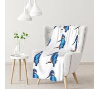 Blanket,Warm Flannel Blanket Throw/Blanket Bed Throw for Sofa Office 102X 76 cm,Watercolour Kingfisher