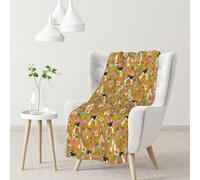 Blanket,Warm Flannel Blanket Throw/Blanket Bed Throw for Sofa Office 102X 76 cm,Wire Fox Terrier Floral Mustard