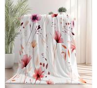 Blanket Watercolor Flowers Pink And Purple Printed Throw Blanket for Sofa and Bed Soft Colorful Warm Colors Printed Throw Blanket for Sofa and Bed Soft 220 x 240 cm