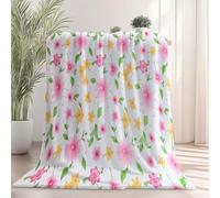 Blanket Watercolor Pink And Yellow Flowers Printed Throw Blanket for Sofa and Bed Soft Pink Warm Color Printed Throw Blanket for Sofa and Bed Soft 150 x 200 cm
