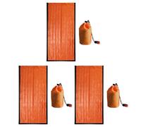 Blanket Waterproof Survival Sleeping Bag Portable Thermal Sleeping Bag Survival Gear for Camping Hiking Outdoor Adventure (3pcs orange with storage bag)