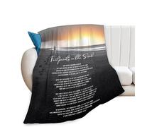Blanket with "Footprints in The Sand" inscription, Christian gift, Bible verse, scripture, throw, blanket, comfortable, plush, flannel fleece, warm, soft, fuzzy, fuzzy, fuzzy, for prayer,