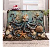 blankets and throws 150x200 cm 3D Octopus fleece throw blanket Fluffy Polyester Throw for Couch Bed Travel Car Outdoor, Warm Lightweight Fleece for Home Use MF29-495