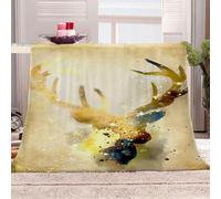Blankets and Throws 3D Print Abstract Animal Elk Antlers Theme Flannel Fleece Blanket for Couch Sofa Cozy Luxury Bed 70x86inch Fuzzy Lightweight Super Warm Microfiber for All Season