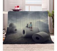 Blankets and Throws 3D Print Animal Cat And Little Girl Theme Flannel Fleece Blanket for Couch Sofa Cozy Luxury Bed 70x86inch Fuzzy Lightweight Super Warm Microfiber for All Season