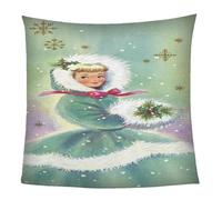 Blankets and Throws 3D Print Green Christmas Girl Theme Flannel Fleece Blanket for Couch Sofa Cozy Luxury Bed 70x86inch Fuzzy Lightweight Super Warm Microfiber for All Season