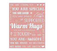 Blankets And Throws Printed Warm Blanket Get Well Blanket Breast Unhealthy Gifts For Women Get Well Soon Gift For Mom Sister Friend Coworker Air Conditioning Sleeping Camping (C, 130×150cm)