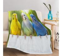 Blankets Double Size Bird Parrot Pattern Sherpa Blanket Lightweight Fluffy Colorful Fleece Flannel Soft Cozy Warm for Couch Bed Warming Decor 150 x 200 cm